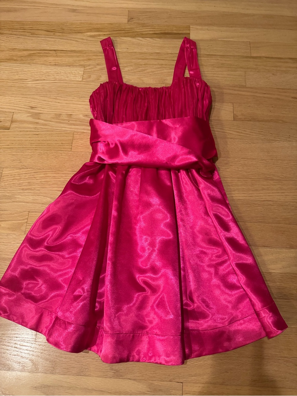 Anthropologie Hot Pink Satin Fit-and-Flare Dress